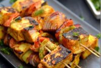 Grilled Tikka Paneer and Vegetable Kebabs