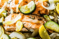 Garlic Herb Salmon and Zucchini Foil Packs