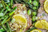 Zesty Lemon Garlic Pork Chops with Asparagus