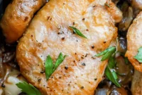 Quick One Pot Garlic Butter Chicken Thighs and Mushrooms