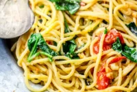 Garlic Butter Spinach Parmesan Spaghetti