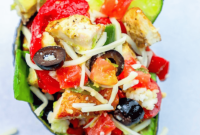 Loaded Cheesy Chicken Taco Salad Avocado Boats