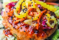 Sweet Chili Glazed Asian Salmon Burgers