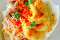 Spicy Crab Bloody Mary Deviled Eggs