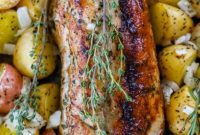 Garlic Herb Butter Roasted Pork Loin and Potatoes