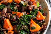 Hearty Sweet Potato Black Bean and Kale Skillet