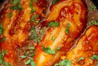 Sticky Honey Garlic Slow Cooker Chicken Breasts