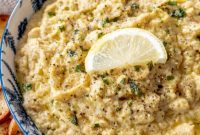 Zesty Roasted Lemon Artichoke Chickpea Dip