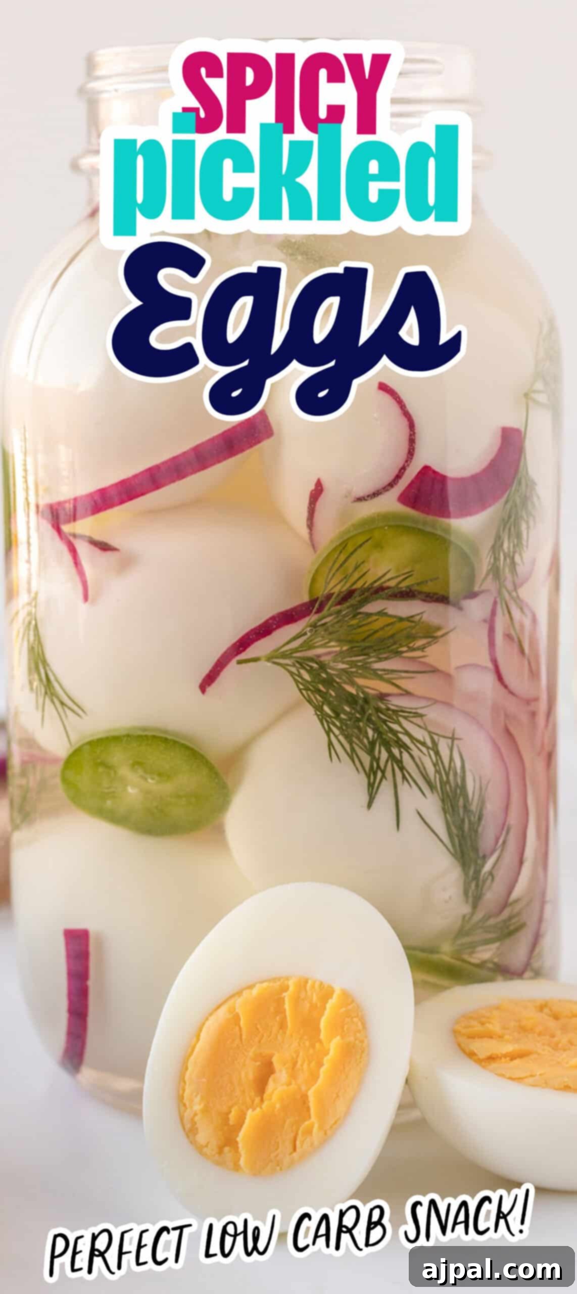 Spicy pickled eggs make a perfect, satisfying snack for those watching their carb intake, showcasing their appealing texture.