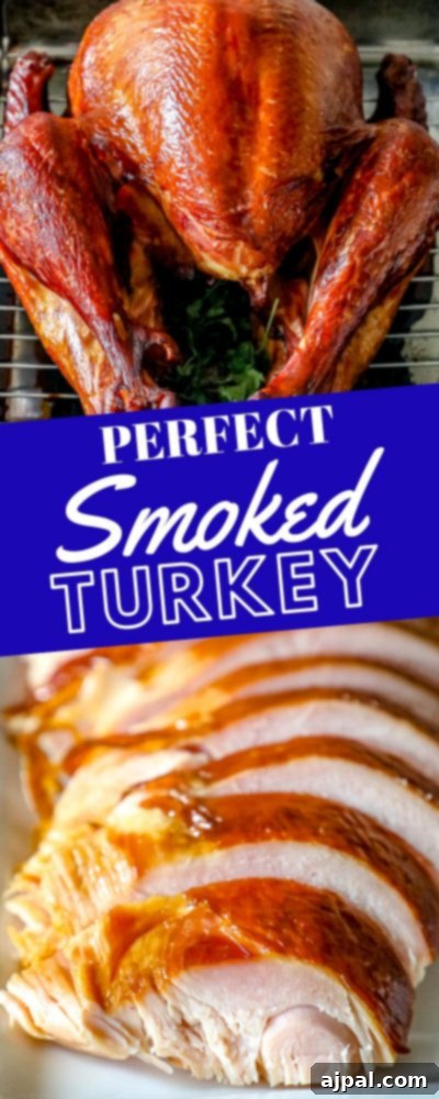 The Ultimate Smoked Turkey 8 picture of smoked turkey on a metal tray