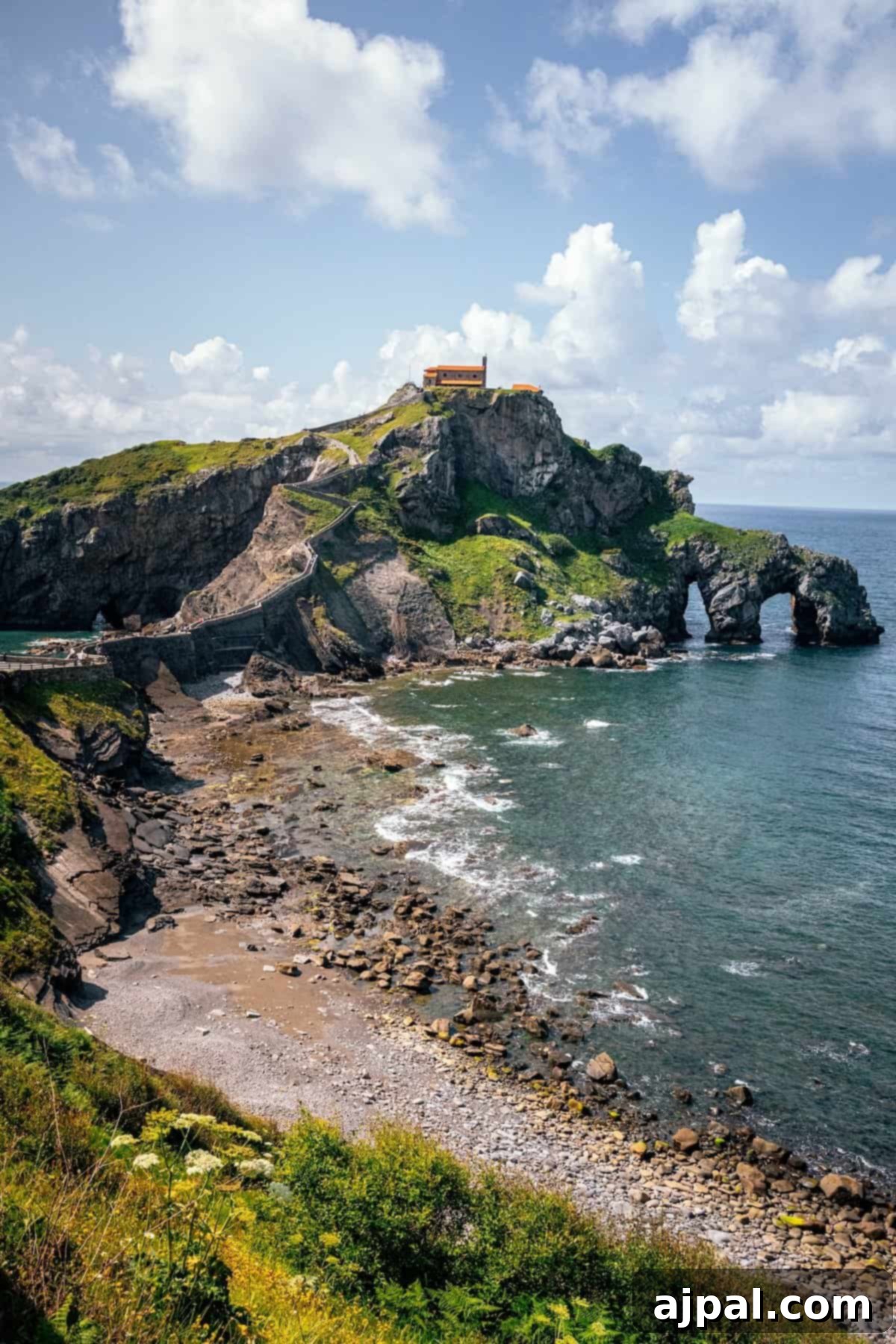 Bilbao: A Comprehensive Travel Guide 3 Dramatic coastal view of San Juan de Gaztelugatxe, an iconic islet with a hermitage reached by a winding staircase, perfect for adventurous Bilbao travelers.