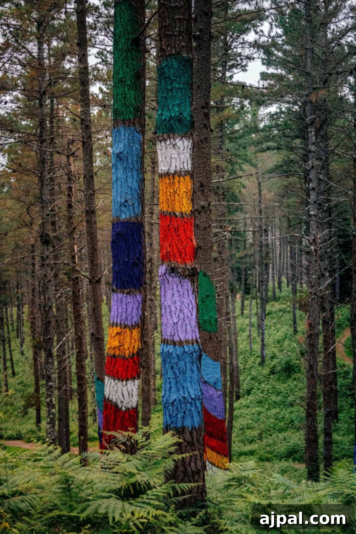 Zesty Tuna Tomato Bowl 9 A closer look at the unique painted trees in Oma Forest, blending art with the natural environment.