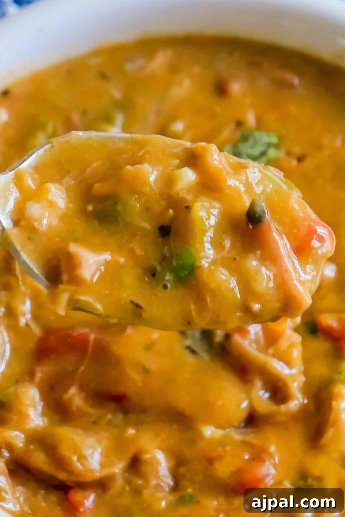 A close-up shot of a steaming bowl of Colorado Pork Green Chile, showcasing tender pork pieces and vibrant green chiles in a rich, thick sauce, ready to be enjoyed as a hearty meal.