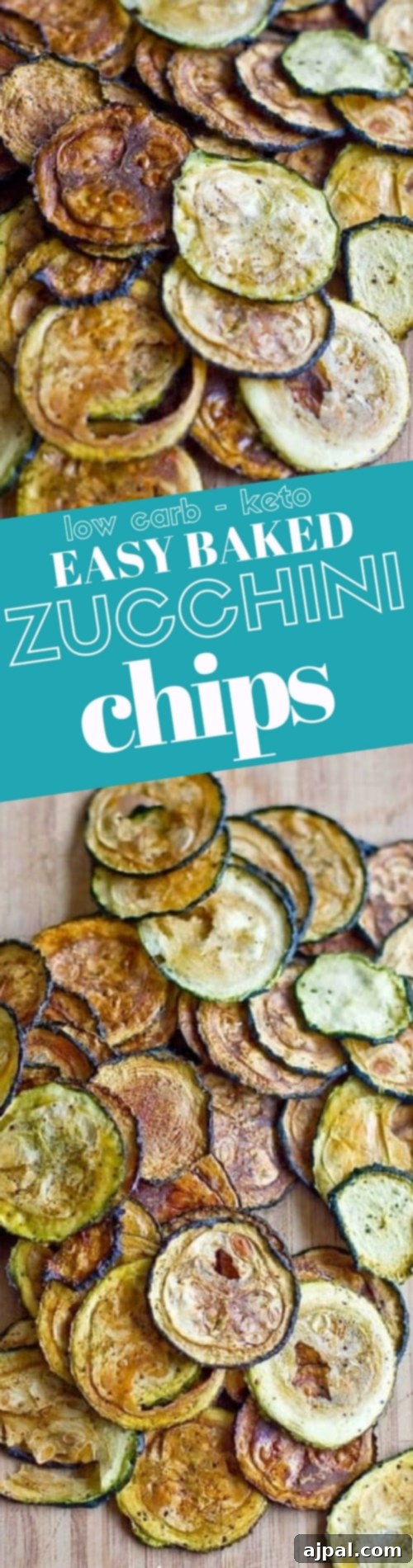 Golden Baked Zucchini Crisps 4 A stack of perfectly baked zucchini chips, seasoned and ready for a healthy, low-carb snack.