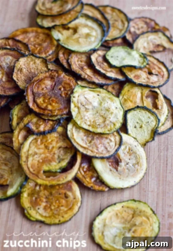Golden Baked Zucchini Crisps 3 Beautifully baked zucchini slices, lightly seasoned with salt and pepper, arranged on a rustic cutting board.