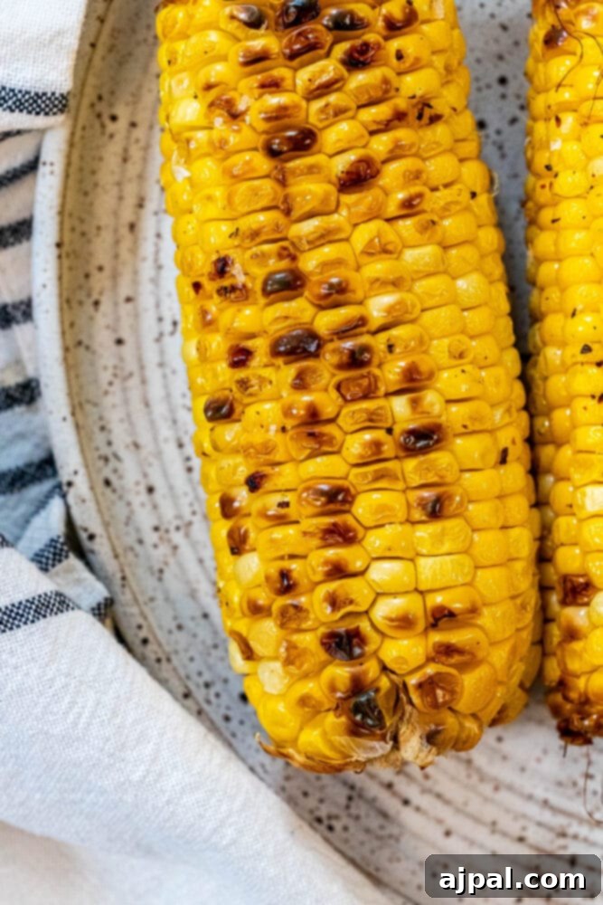 picture of charred corn on the cob on a plate