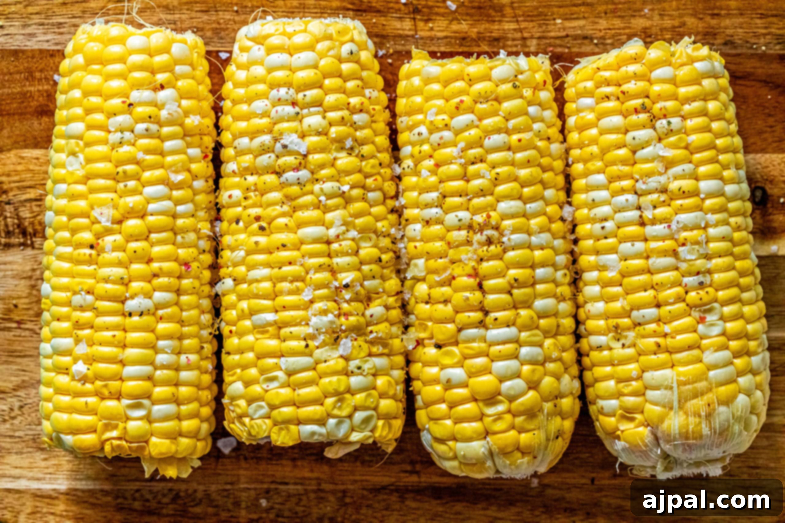 picture of corn on the cob with pepper