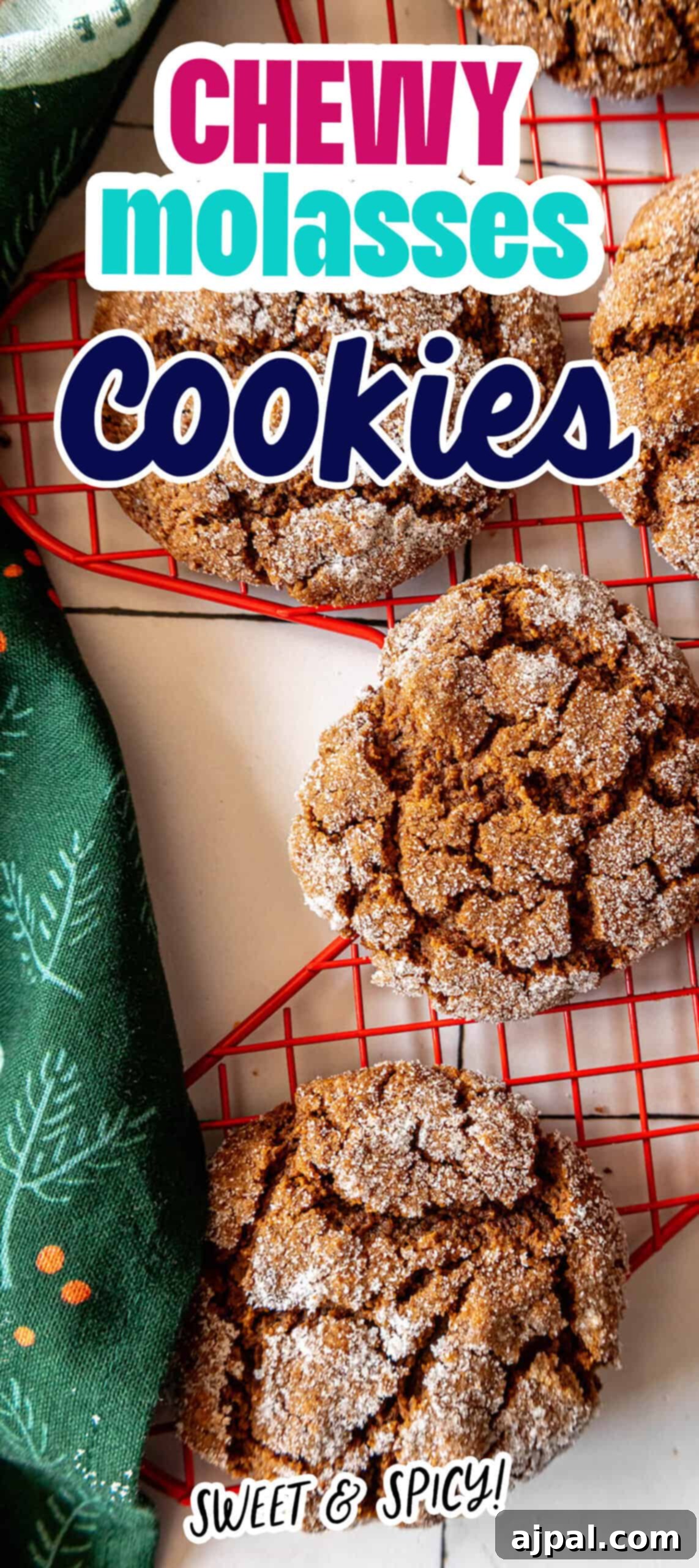 Spiced Molasses Chews 13 Chewy molasses cookies on a cooling rack.