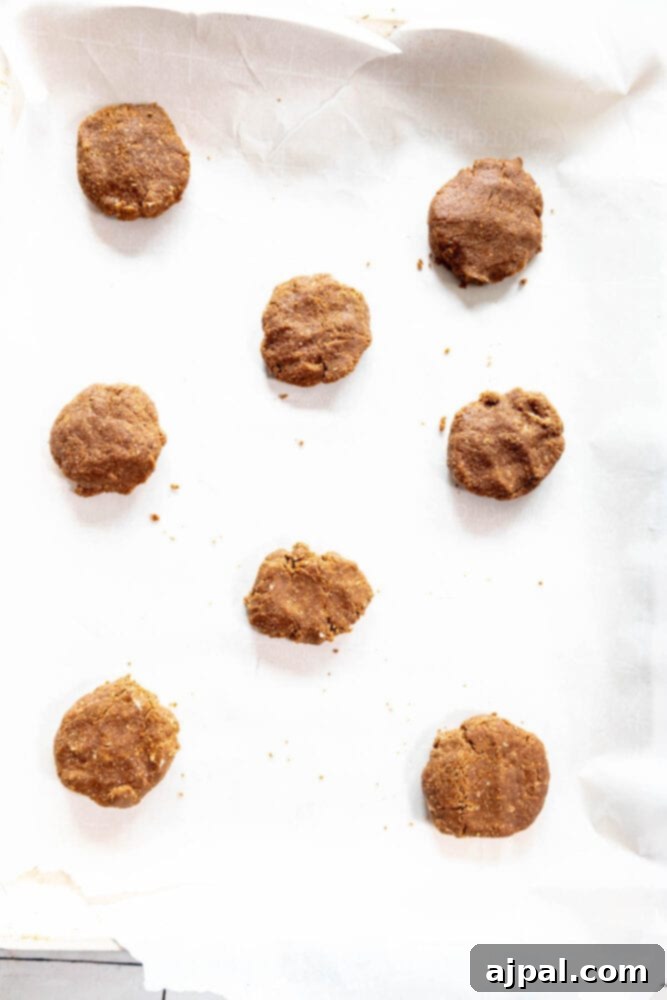 Spiced Molasses Chews 8 Chewy molasses cookies on a baking sheet.