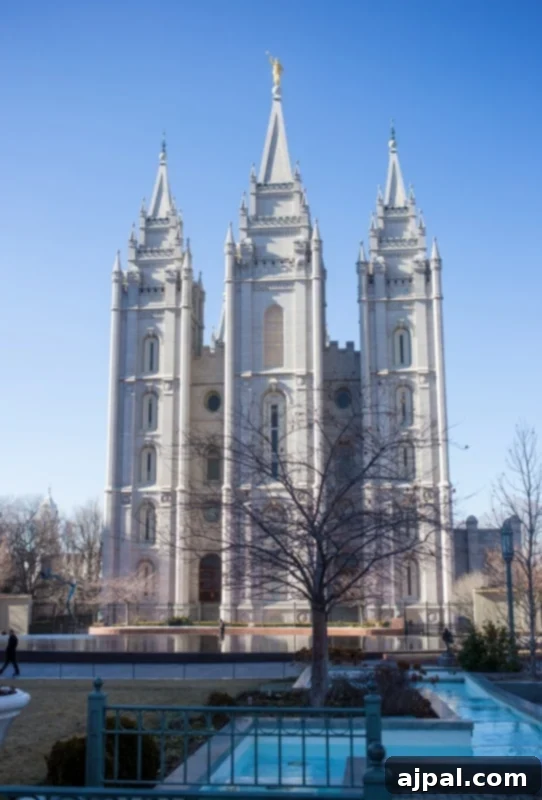 The majestic Salt Lake Temple at Temple Square, Utah