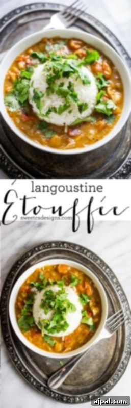 Smothered Langoustine 10 A close-up of Langoustine Étouffée, a delicious and easy dinner that is spicy, rich, and incredibly satisfying.