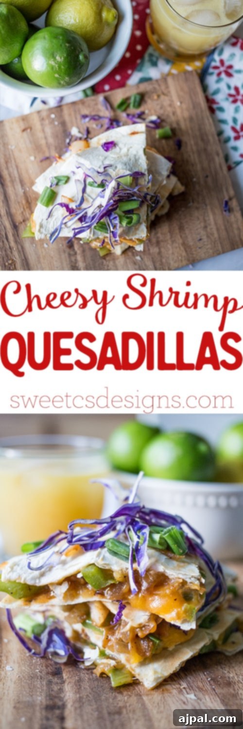 Sizzling Shrimp Fajita Quesadillas 4 A stack of perfectly cooked shrimp fajita quesadillas, showcasing the golden-brown tortillas and savory filling, ready to be enjoyed as an appetizer or dinner.