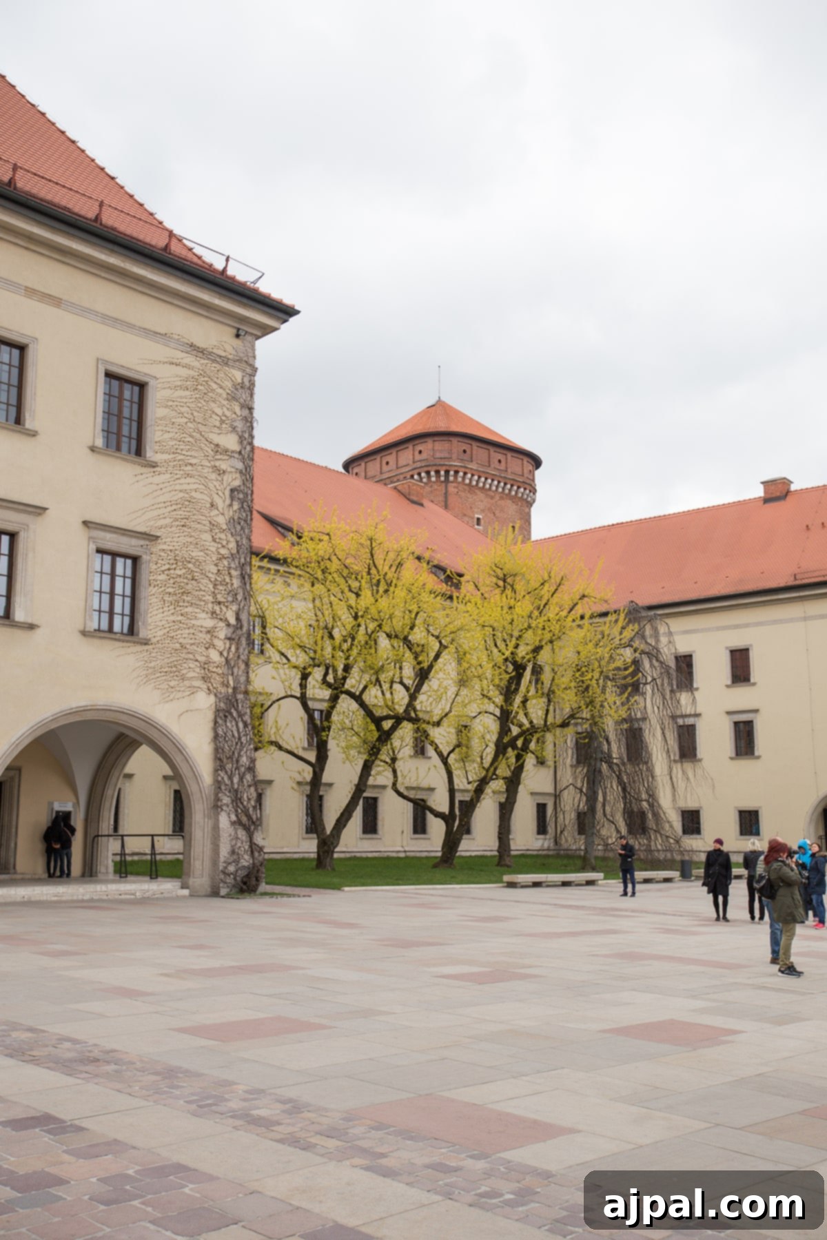 Discovering Krakow's Wawel Castle and Cathedral 4 Tourists admiring the grandeur of Wawel Castle in Krakow, a truly beautiful place to visit