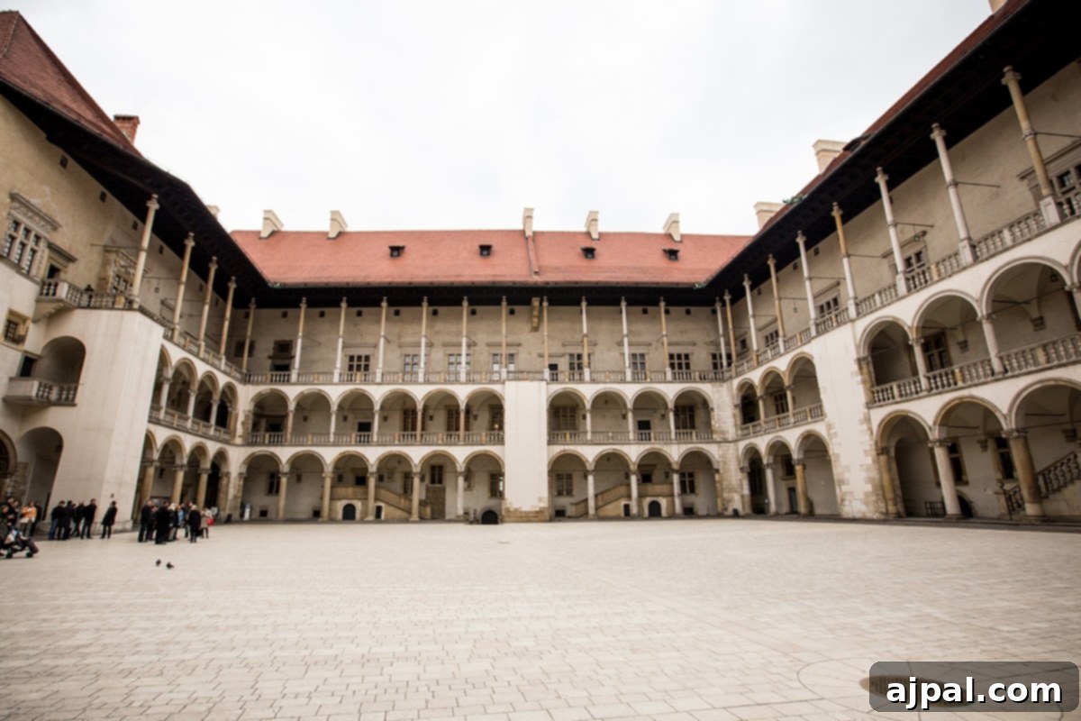 Discovering Krakow's Wawel Castle and Cathedral 10 The stunning courtyard of Wawel Castle in Krakow, offering essential touring tips for visitors