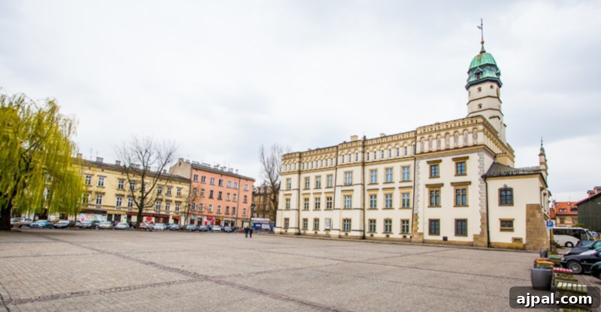 A picturesque church and square in Krakow's Jewish District, illustrating Kazimierz's blend of historic architecture and vibrant community life.