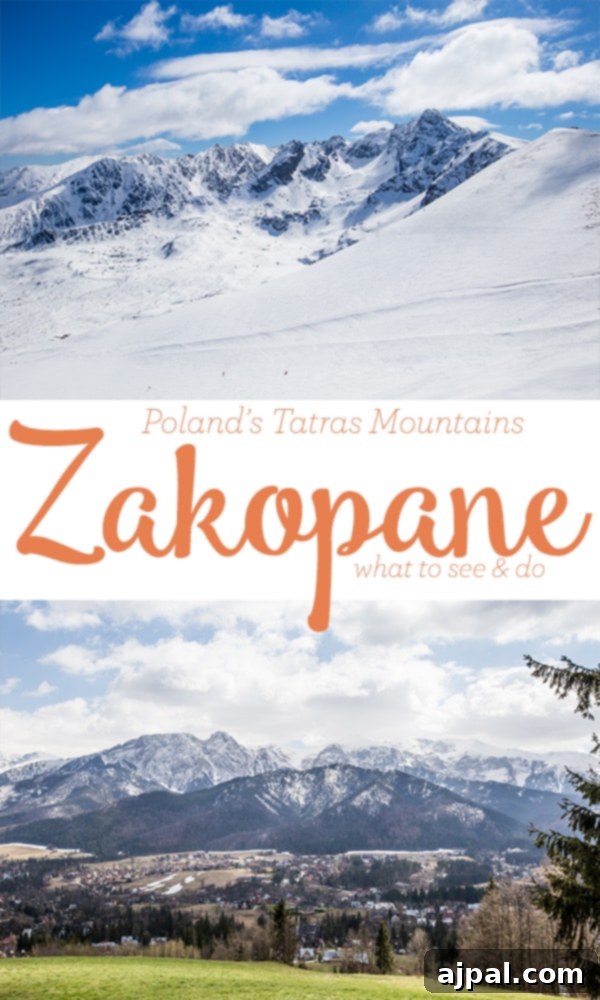 Zakopane Poland Mountain Resort 8 A collage of beautiful Zakopane scenery, featuring mountains in both winter snow and summer green, highlighting its year-round appeal.