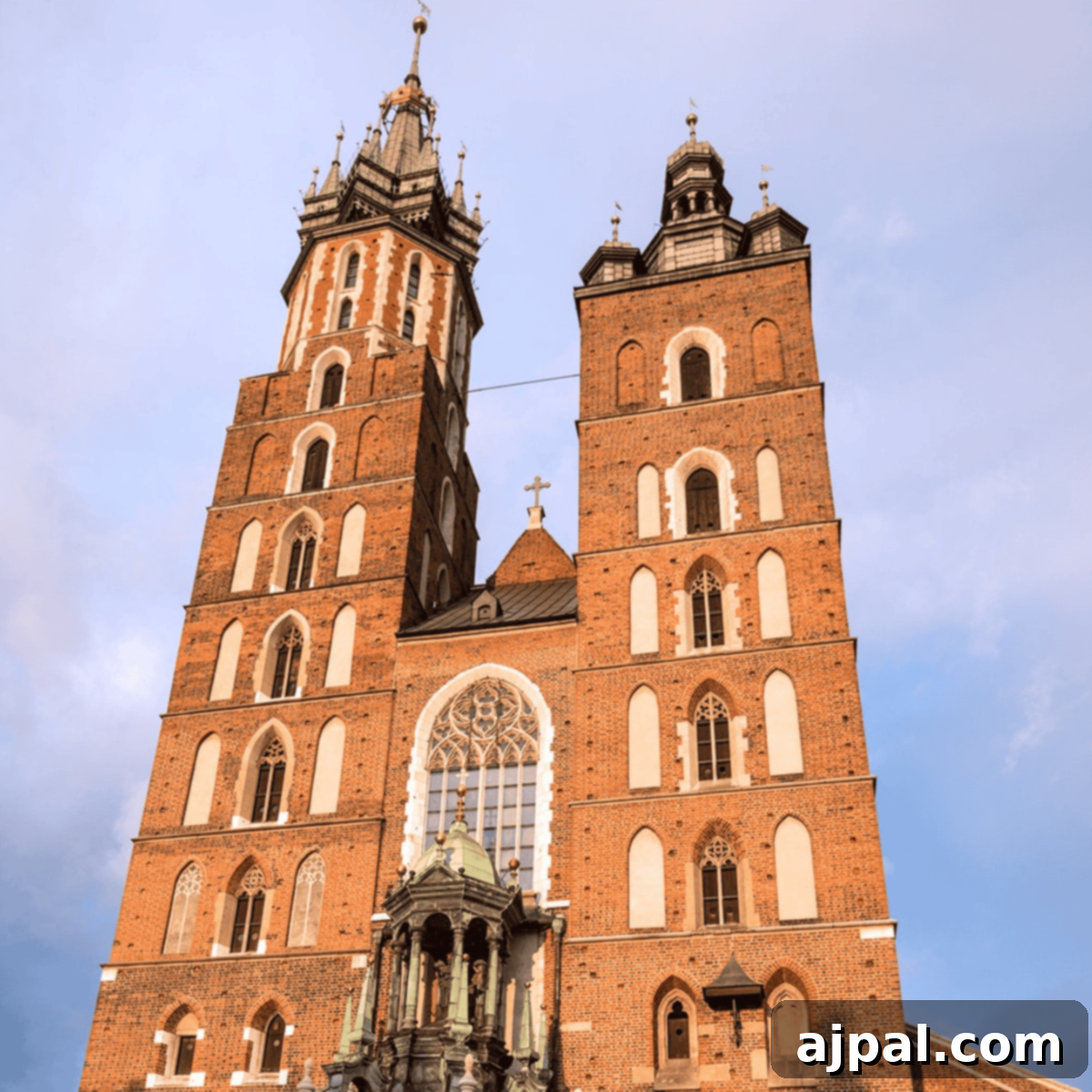Krakow: Poland's Royal City 30 Saint Mary's Basilica in Krakow, Poland, a historical brick church with ornate details.