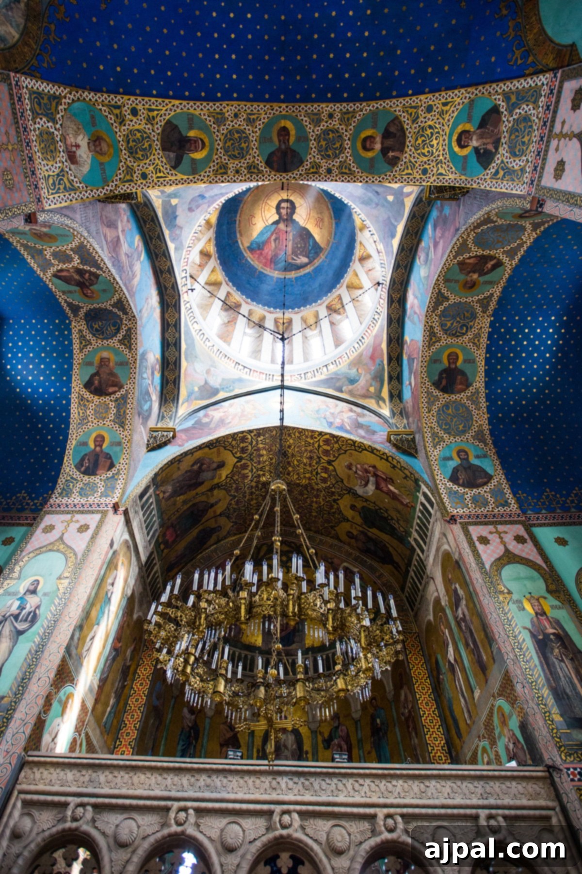 Interior view of Sioni Cathedral, Tbilisi, highlighting its Georgian Orthodox Church design.