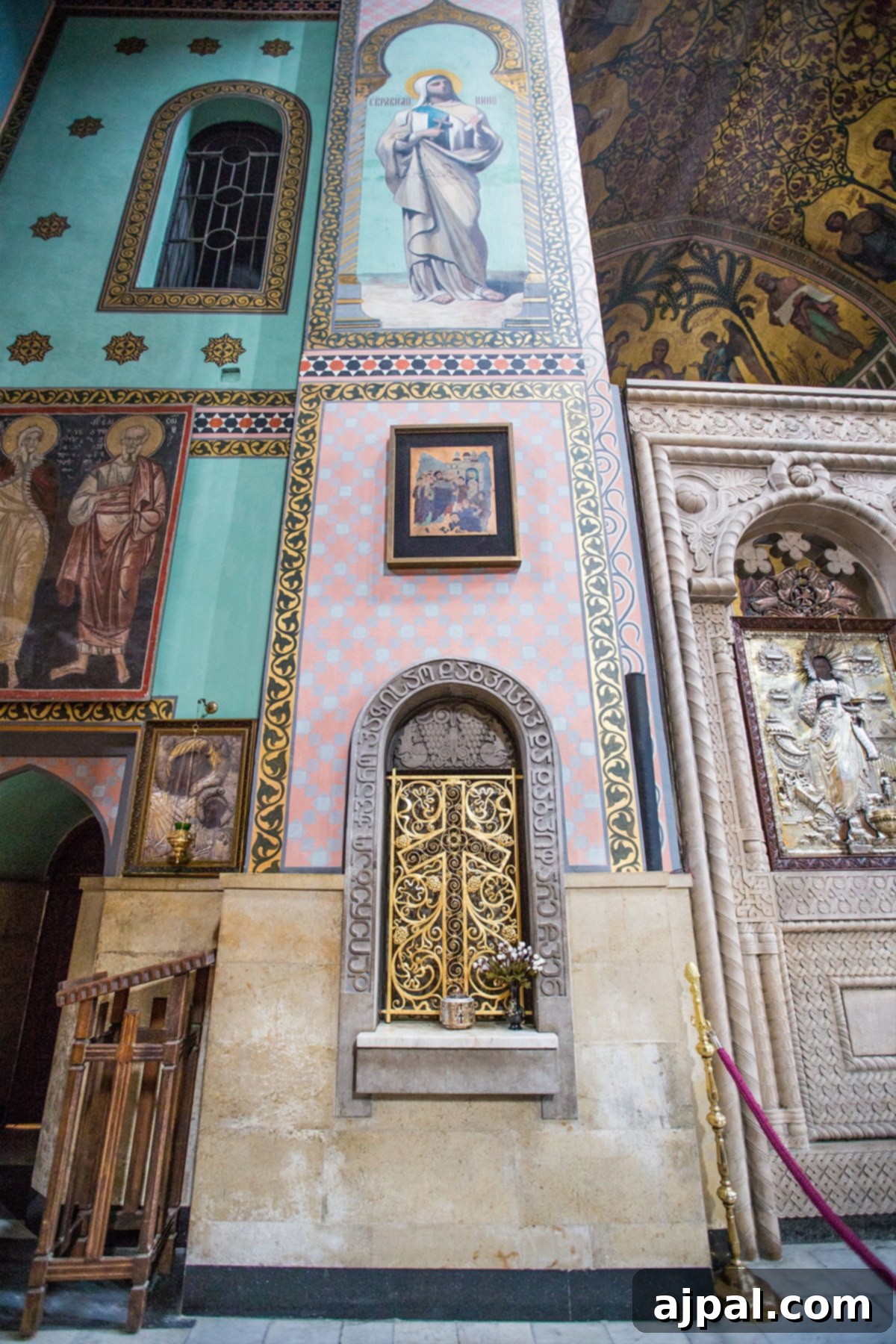 The sacred Saint Nino’s Cross at Sioni Cathedral, Tbilisi, a focal point of veneration.