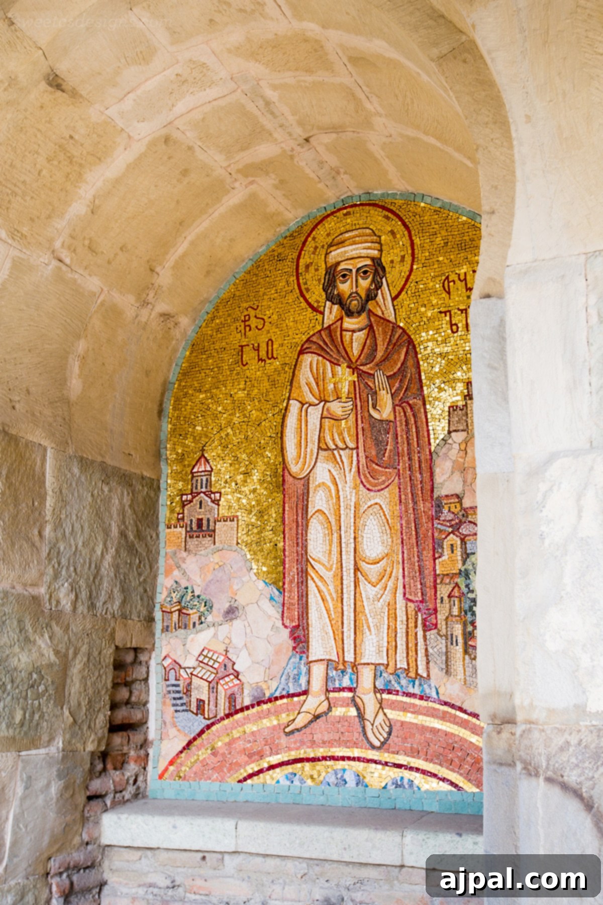 Iconic religious artwork within Tbilisi Fortress