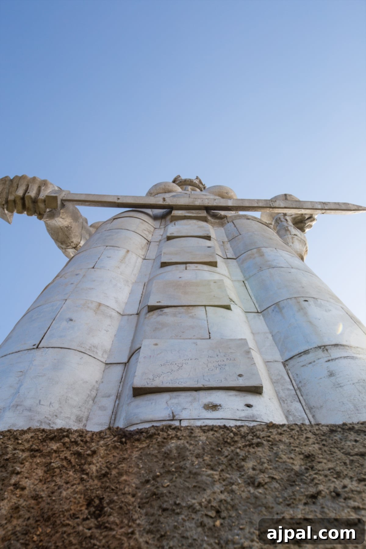 Standing beneath the Mother of Georgia statue in Tbilisi