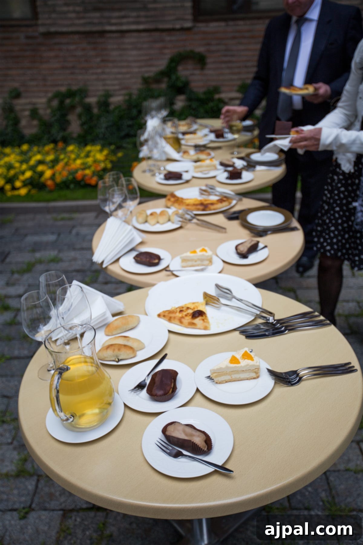 Intimate wedding reception with homemade food and wine at Bodbe Monastery