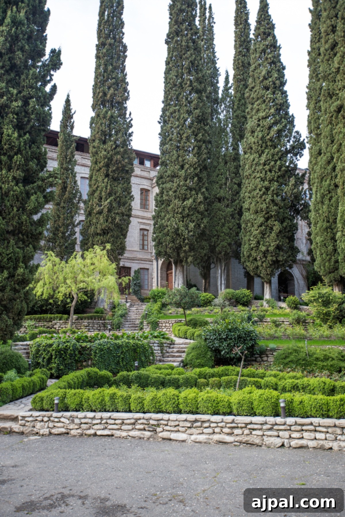 Picturesque building amidst the lush gardens of Bodbe Monastery, Sighnaghi