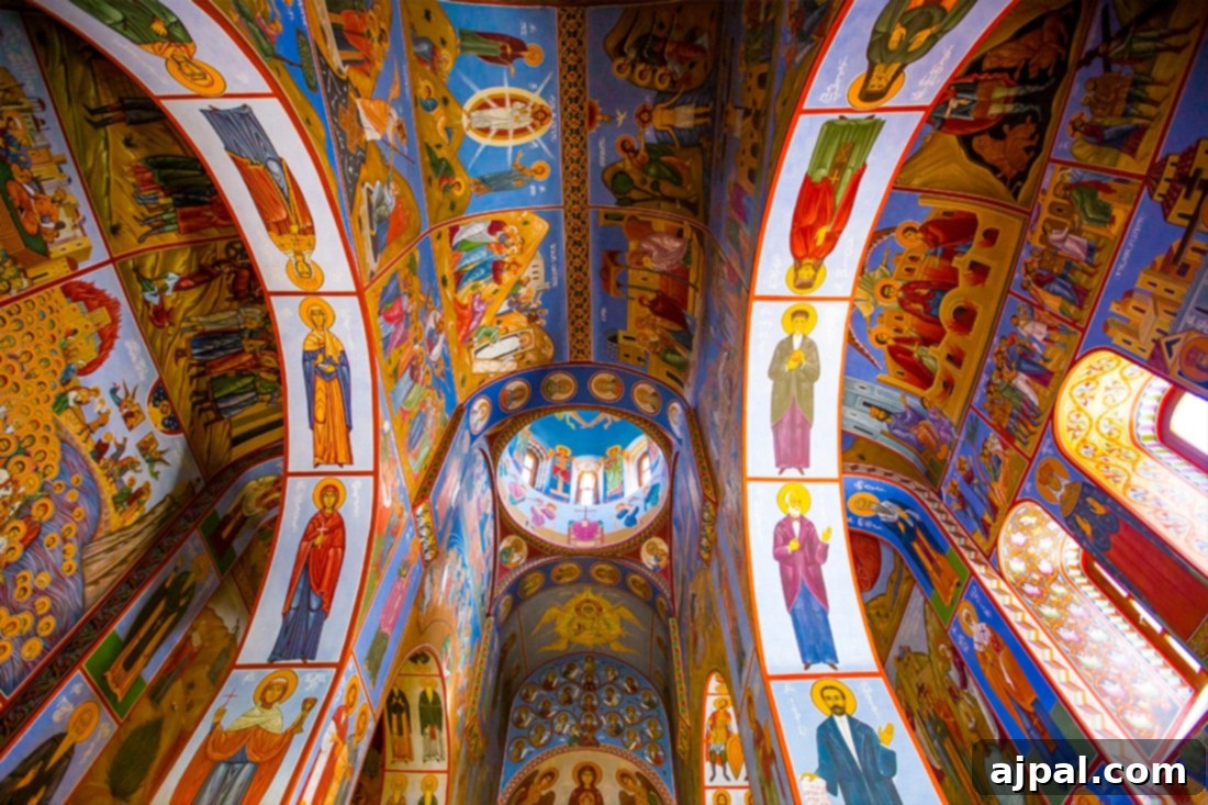 Elaborate Orthodox icons adorning the walls of Lurji Monastery, Tbilisi Georgia
