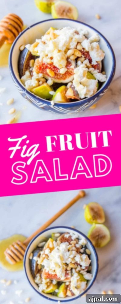 A vibrant fig fruit salad, generously drizzled with honey, ready to be enjoyed.