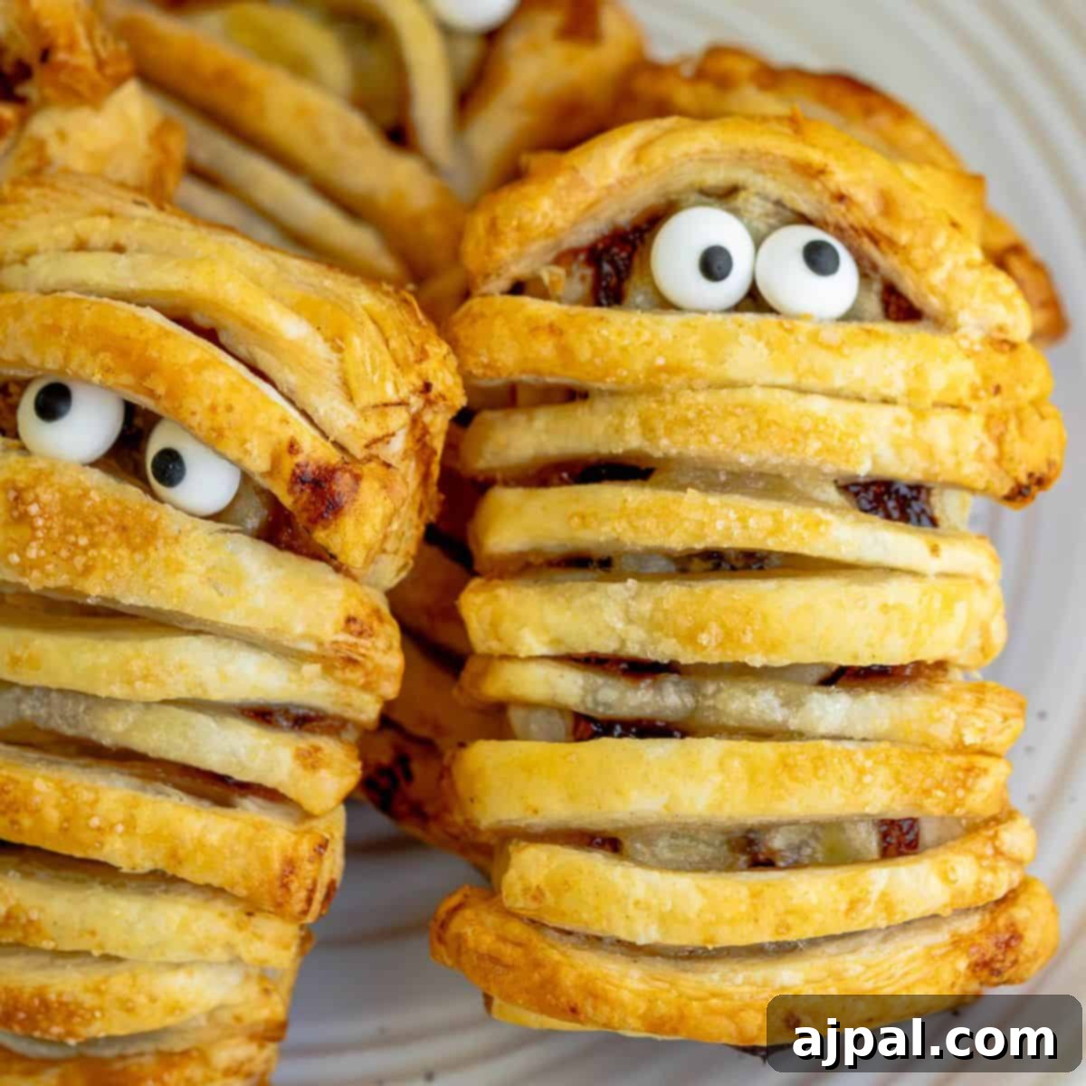Spooktacular Halloween Treats You Need to Try 10 A plate of banana nutella mummies with eyes on them.