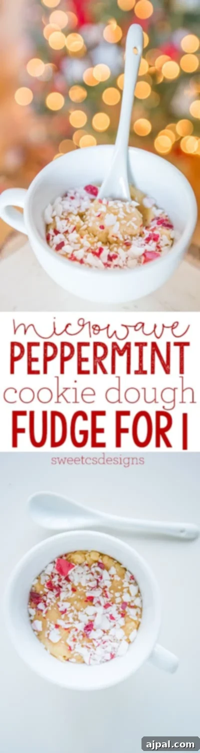 microwave peppermint cookie dough fudge for one- so easy, quick and delicious!