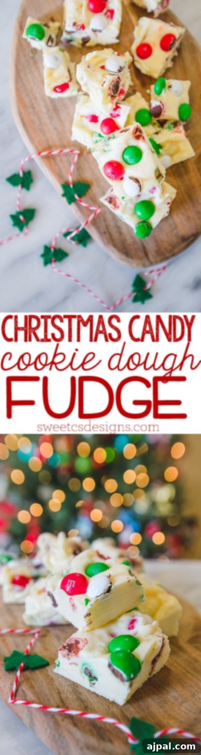 Festive Confectionery Fudge 7 A delightful stack of candy-studded cookie dough fudge, presented on a wooden cutting board, making a perfect homemade Christmas gift.