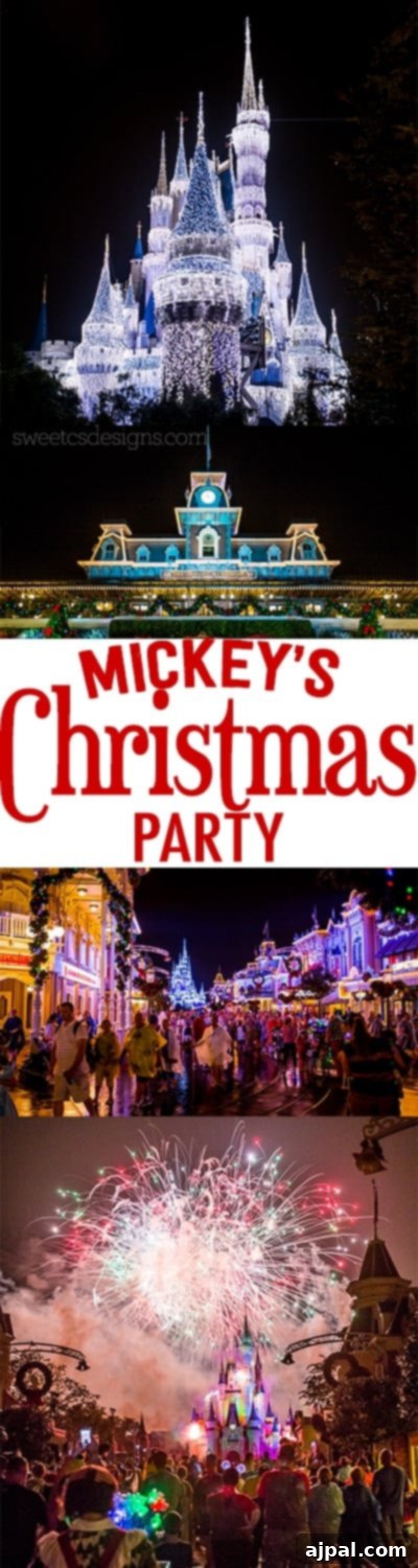 This is such a pretty peek at Mickey's Christmas Party at Disney World! Love all the decorations!
