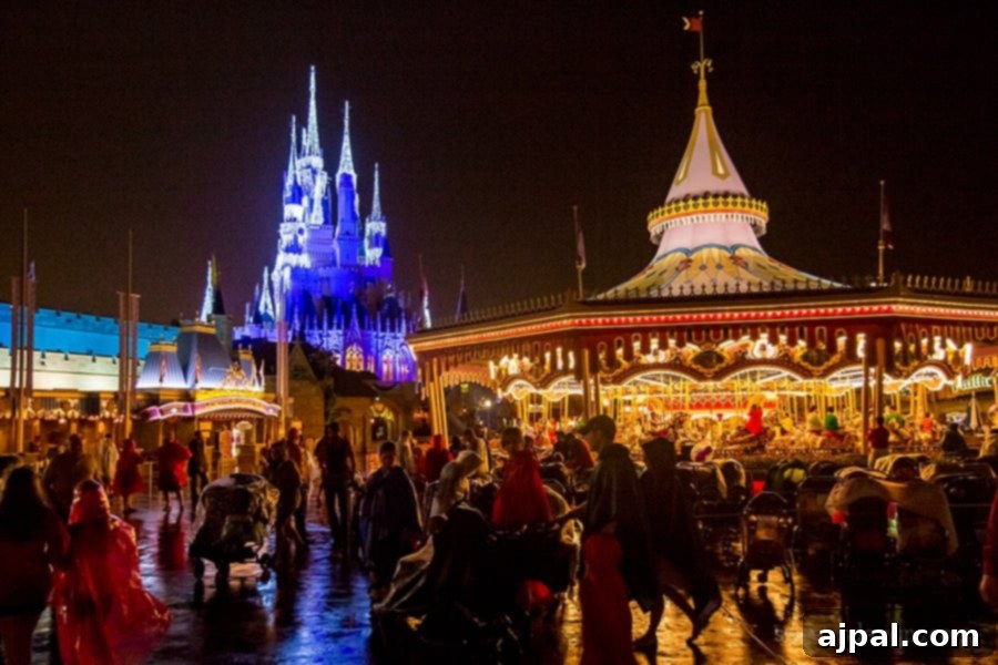 Disney World at Night- Love the Christmas decor!