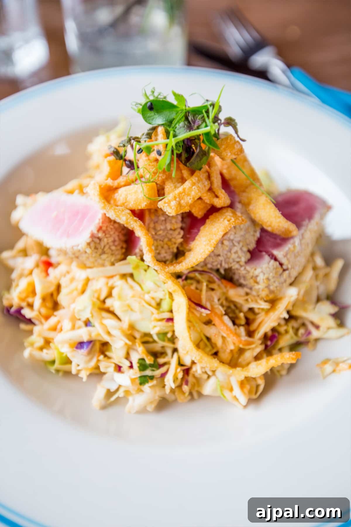 Four Seasons Orlando at Disney World A Magical Getaway 12 A beautifully presented Ahi Tuna Salad at Four Seasons Orlando's PB&G Grill.