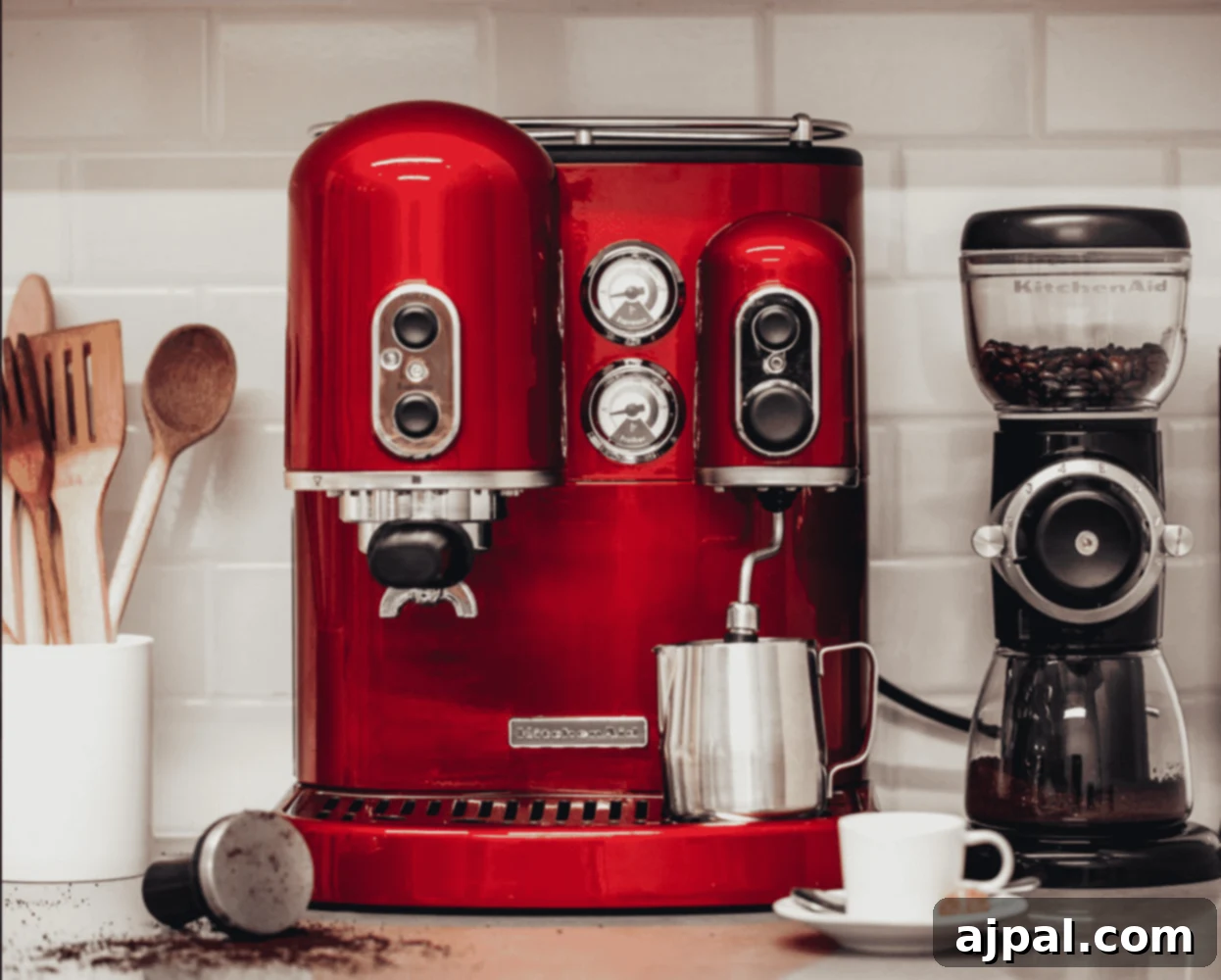 Coffee-Infused Bread Pudding 5 A selection of sleek and modern KitchenAid craft coffee appliances, showcasing their contemporary design and bright aesthetic.