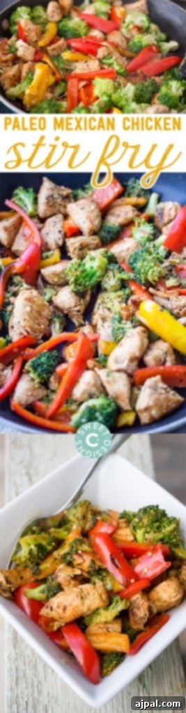 chicken with peppers and broccoli in a bowl with sauce