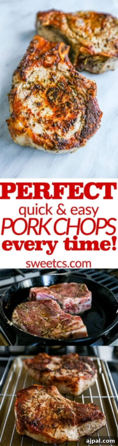 Quick and easy Herbs de Provence pork chops, showing the delicious crust achieved with the recommended cooking method.
