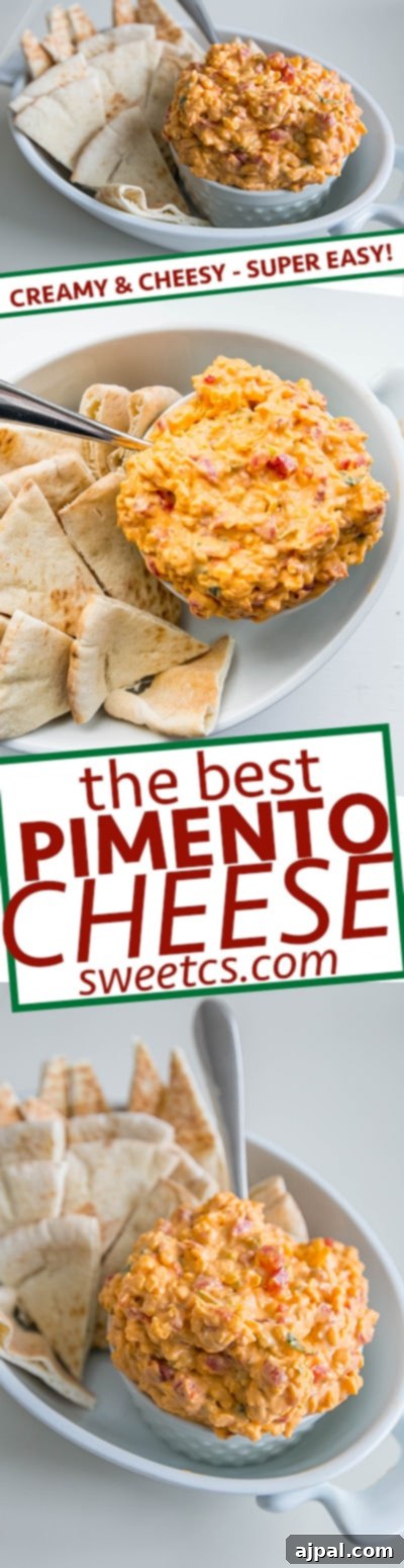 Irresistible Pimiento Cheese Dip 5 A close-up of the best pimiento cheese dip, rich and inviting.