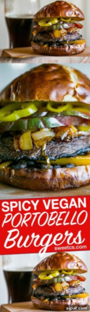 A vibrant and spicy vegan portobello burger, showcasing layers of fresh vegetables and rich Mexican flavors – our ultimate burger substitute.